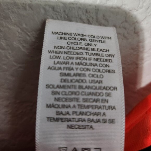 Womens Time And Tru Red Orange Sheer Dot V-Neck Dress Drawstring Waist 2X Beach - Picture 6 of 15